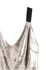 Blusa Shine Sequins Deep Neckline Prata