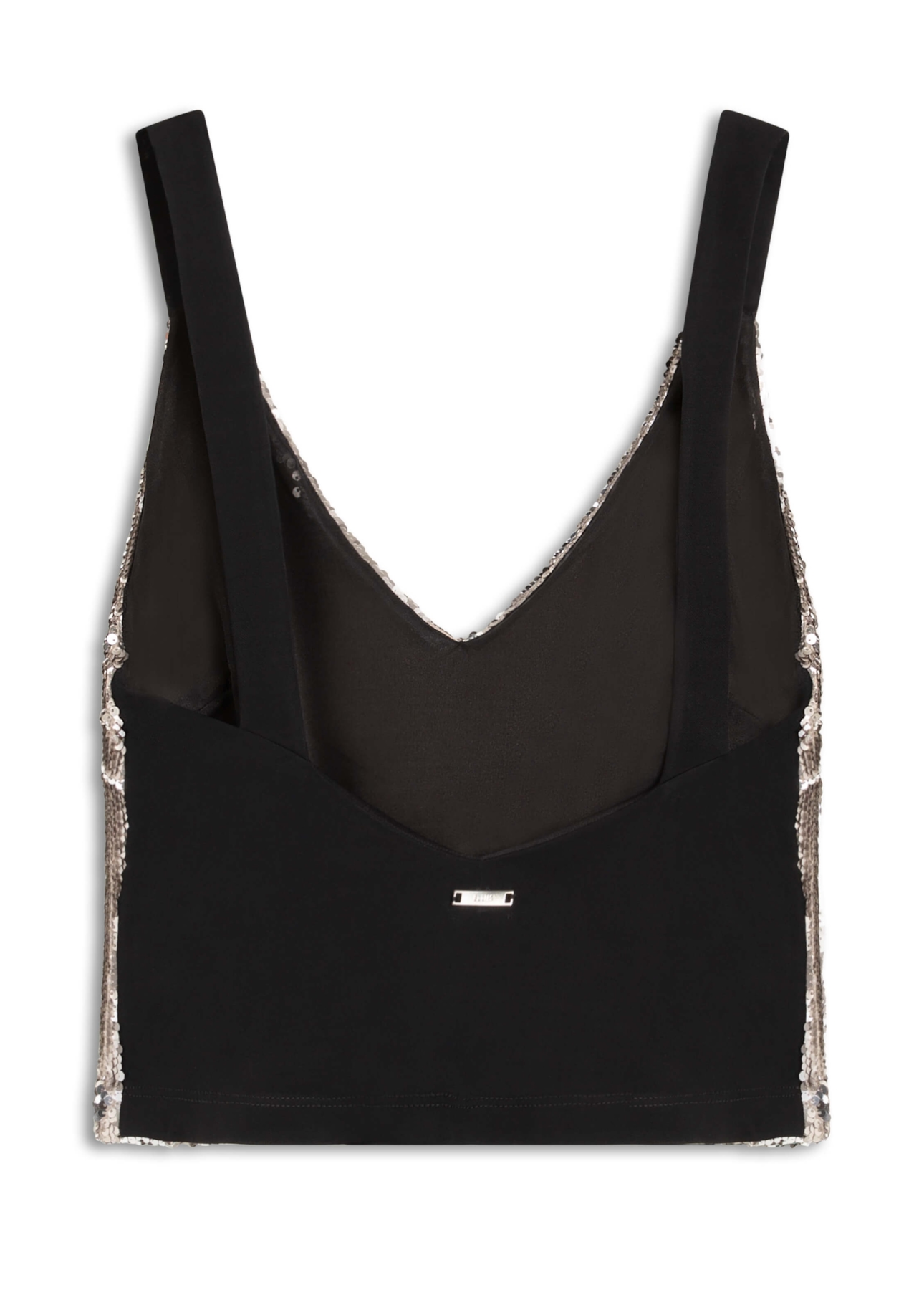 Blusa Shine Sequins Deep Neckline Prata