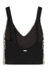 Blusa Shine Sequins Deep Neckline Prata