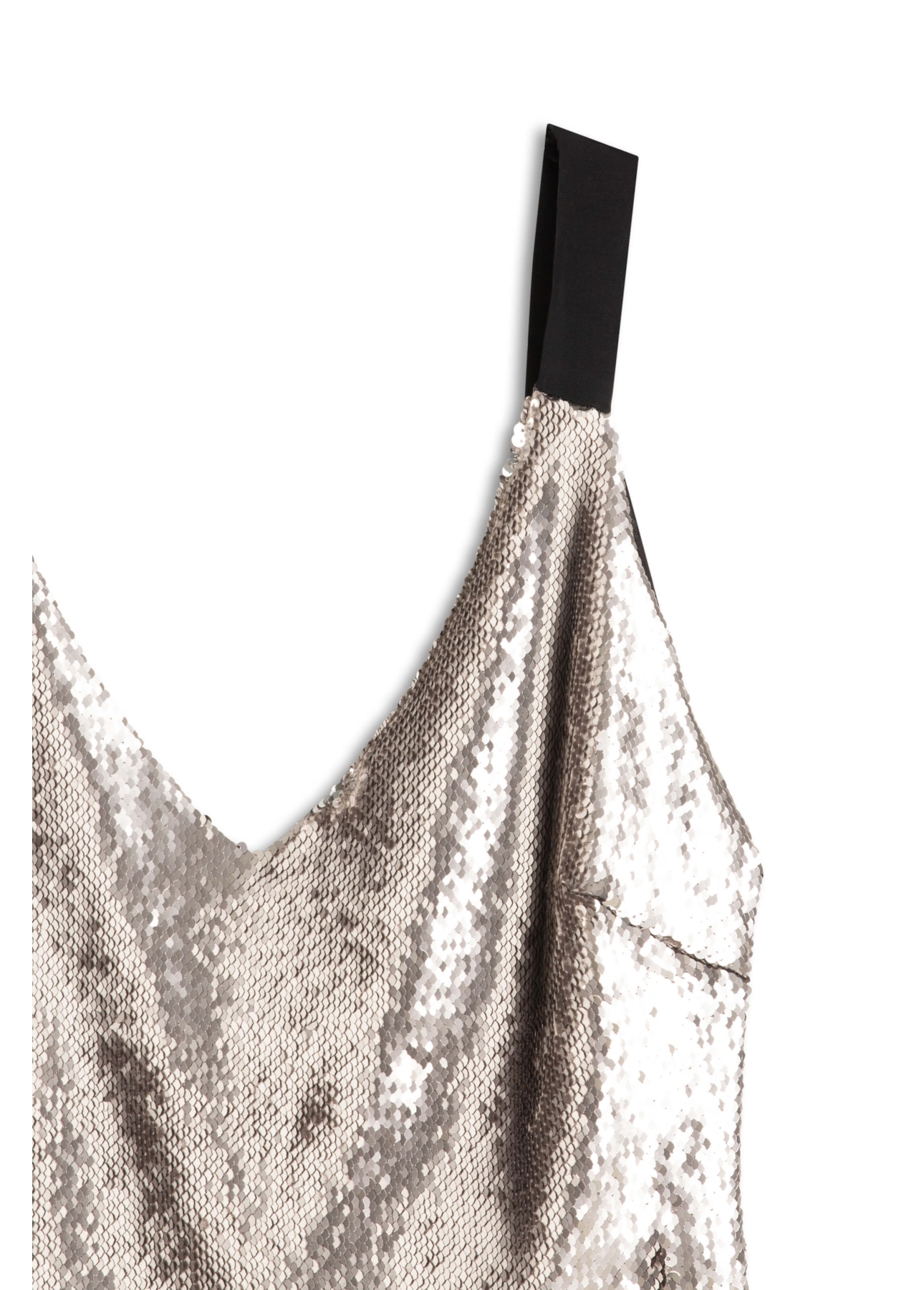 Blusa Shine Sequins Deep Neckline Prata