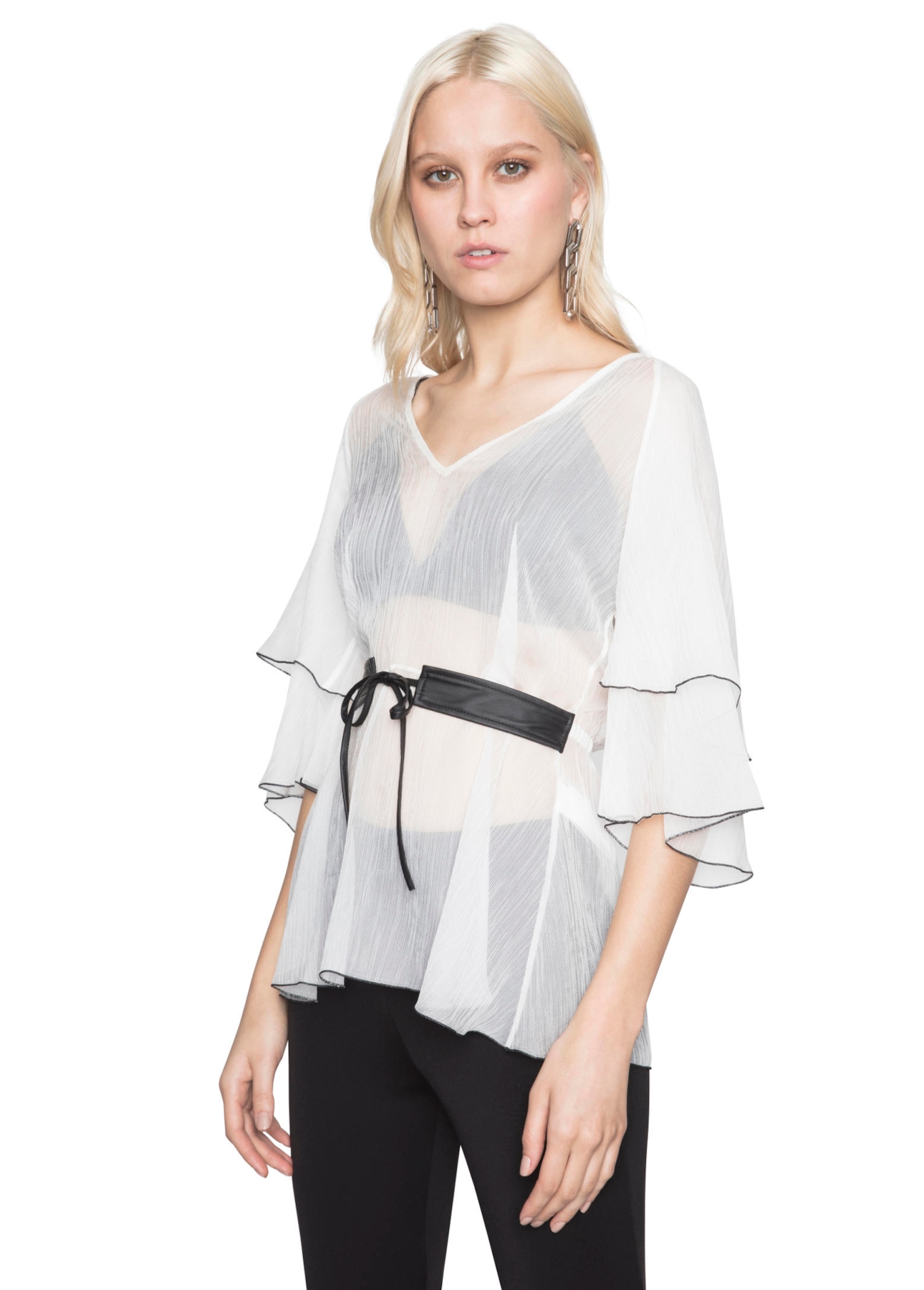 Blusa Silk Plissê Overloque Off White