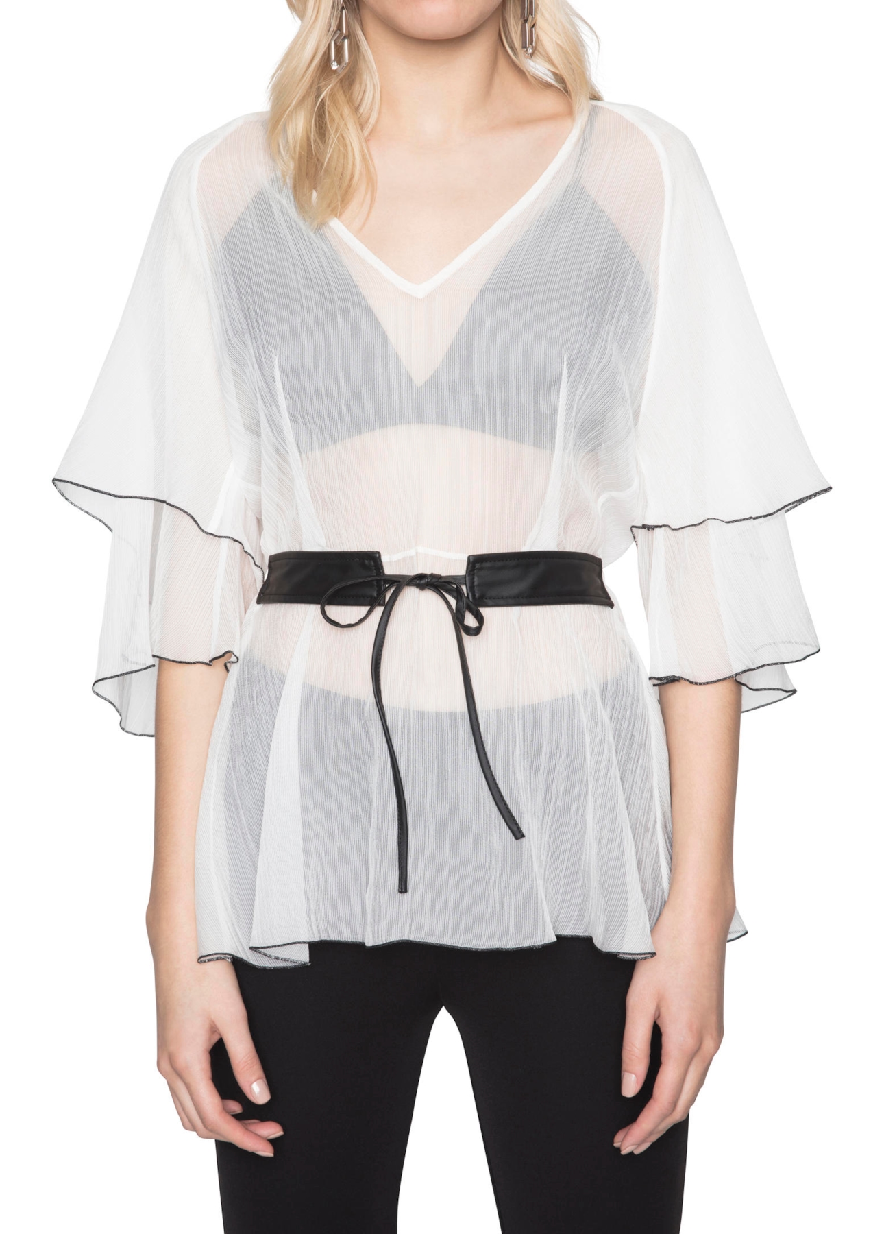 Blusa Silk Plissê Overloque Off White