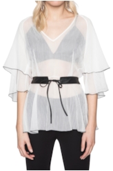 Blusa Silk Plissê Overloque Off White