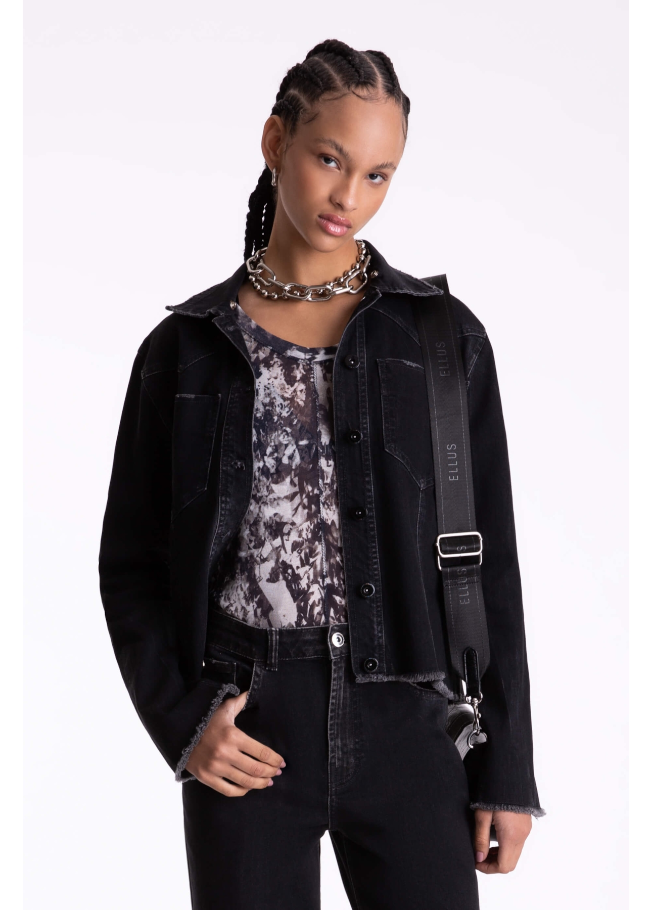 Blusa Slik Leafage Preto