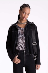 Blusa Slik Leafage Preto