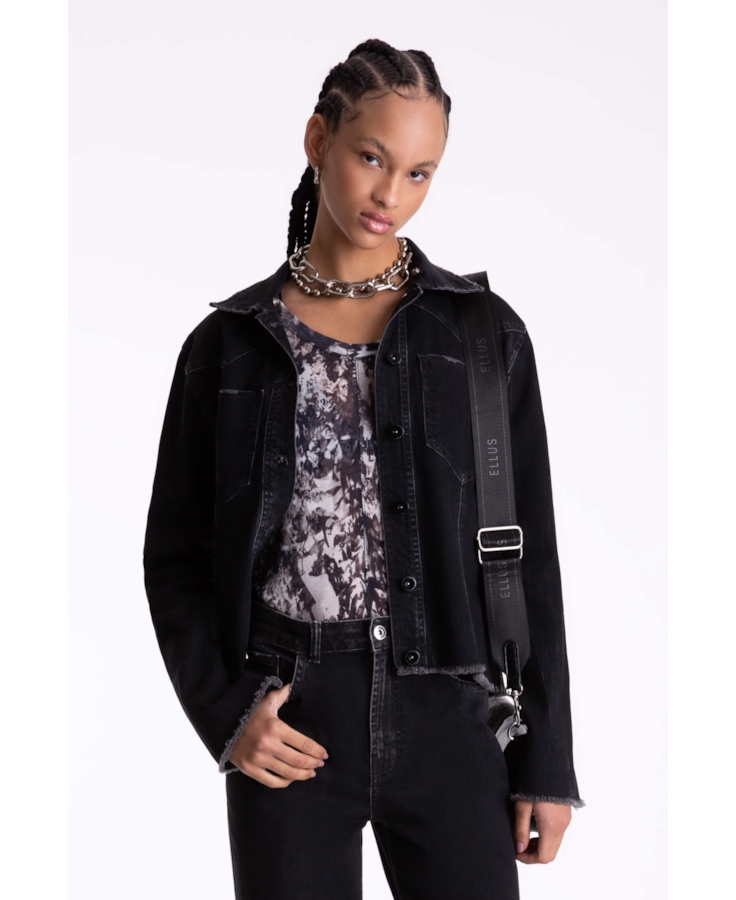 Blusa Slik Leafage Preto