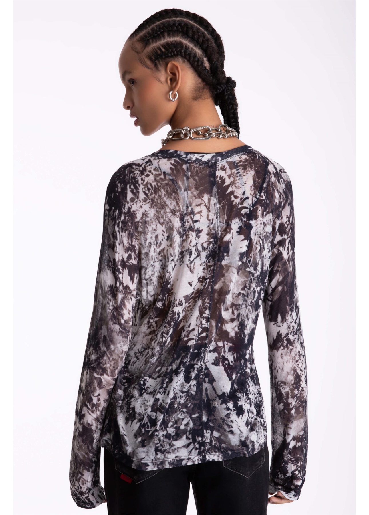 Blusa Slik Leafage Preto