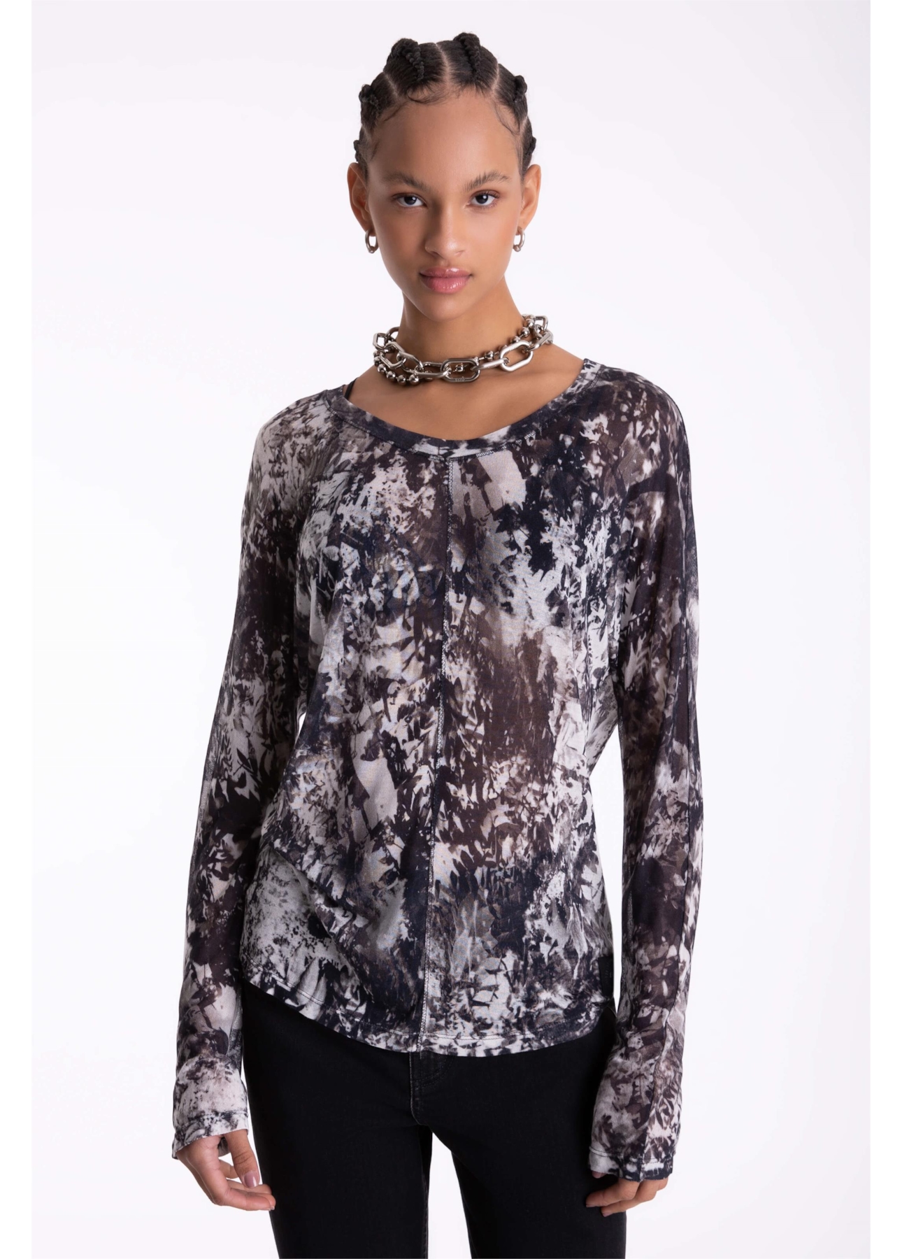 Blusa Slik Leafage Preto