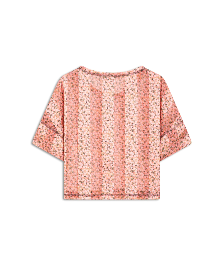 Blusa Stripe Mini Blossom Rosa Gum