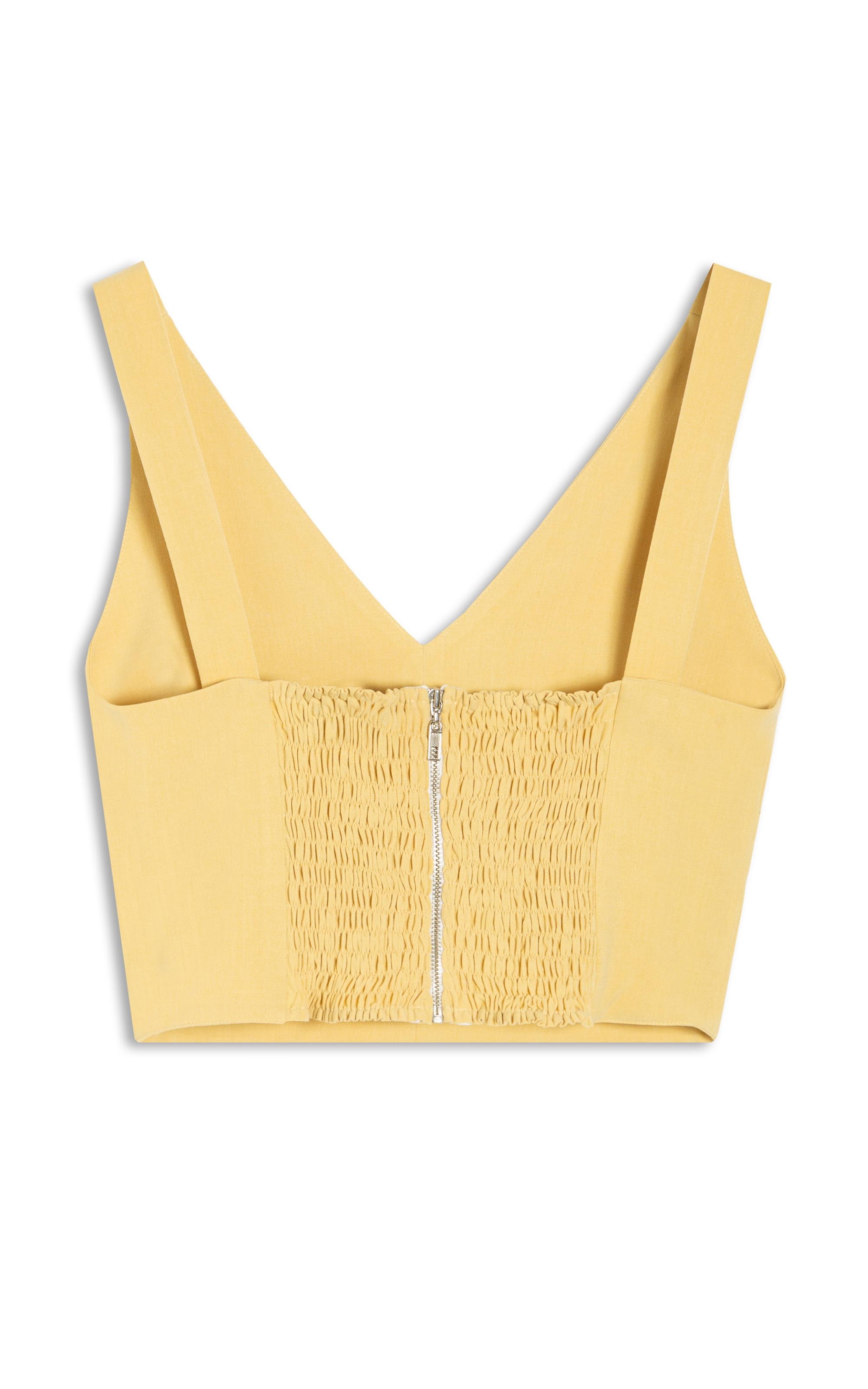 Blusa Tailoring v Neckline Cropped Trigo