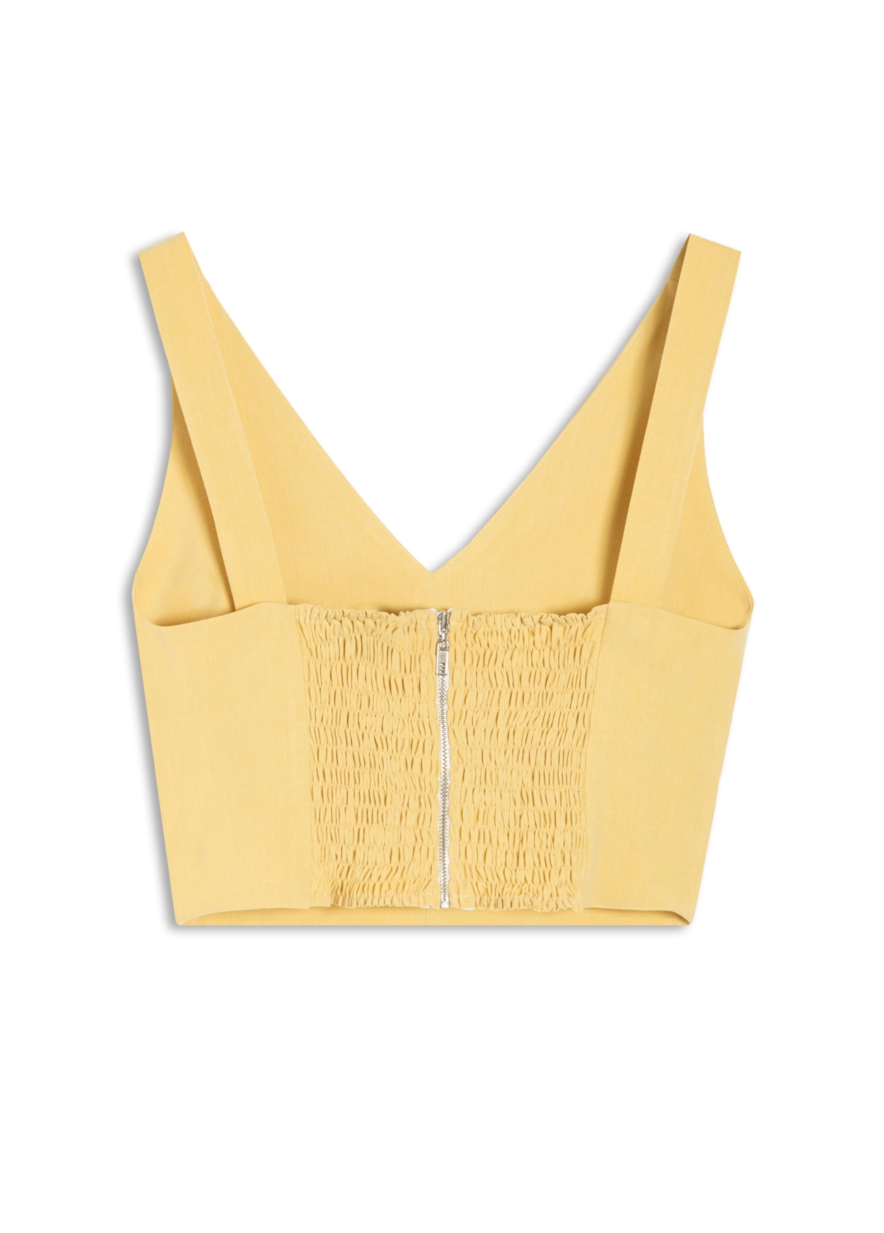 Blusa Tailoring v Neckline Cropped Trigo