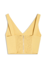 Blusa Tailoring v Neckline Cropped Trigo