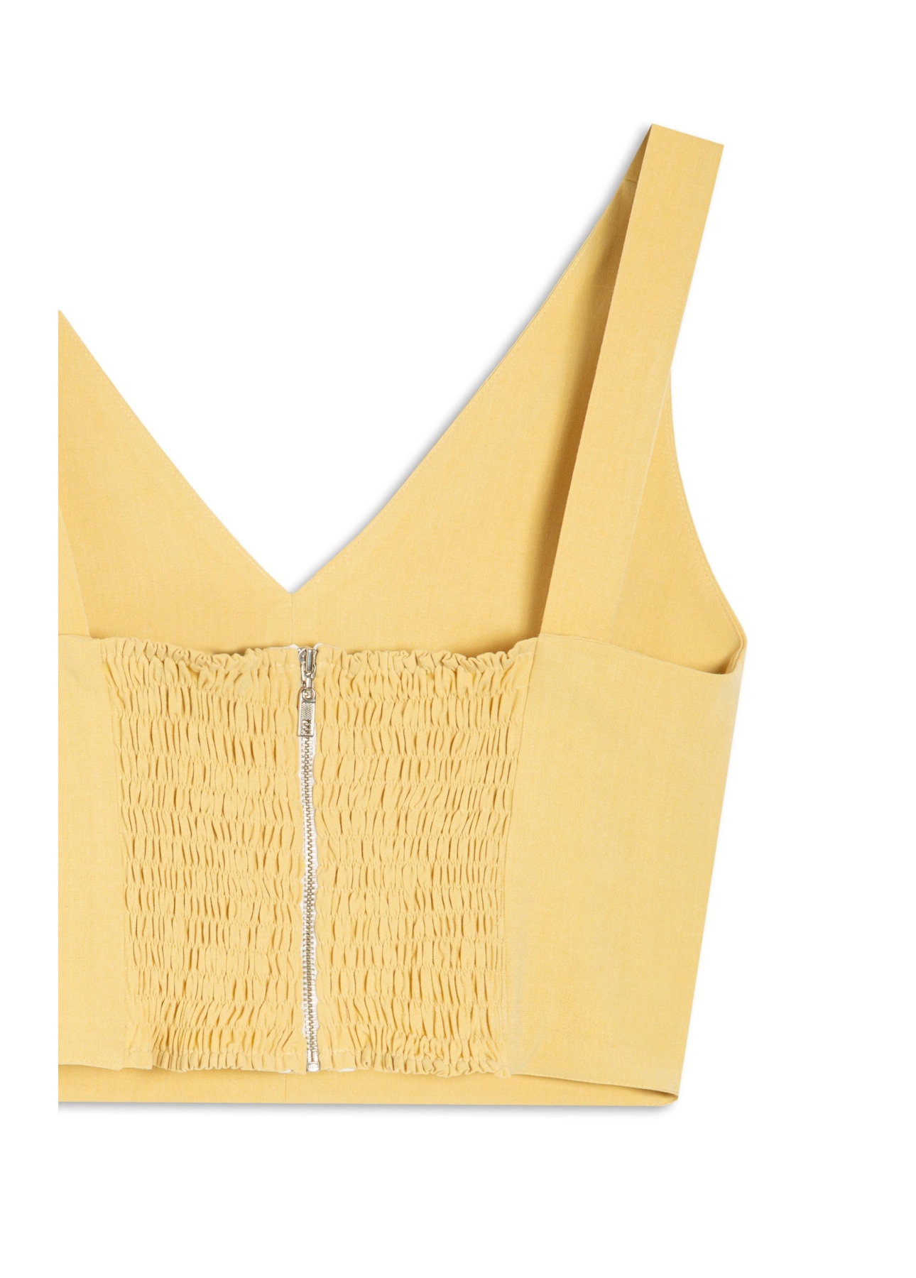 Blusa Tailoring v Neckline Cropped Trigo