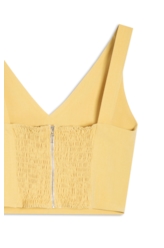 Blusa Tailoring v Neckline Cropped Trigo