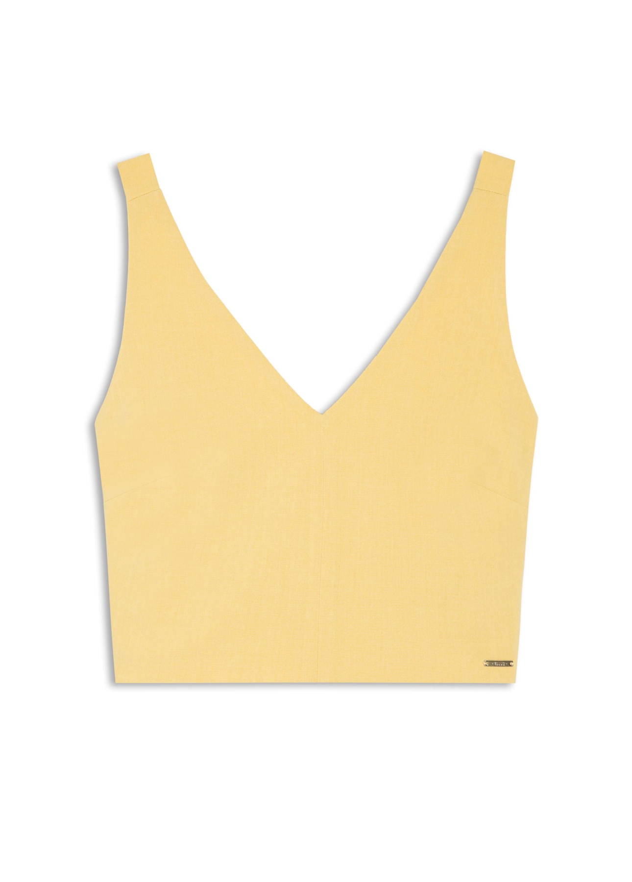 Blusa Tailoring v Neckline Cropped Trigo
