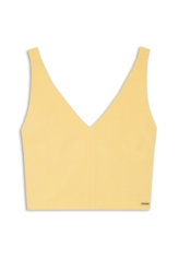 Blusa Tailoring v Neckline Cropped Trigo