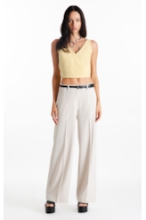 Blusa Tailoring v Neckline Cropped Trigo