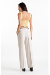 Blusa Tailoring v Neckline Cropped Trigo