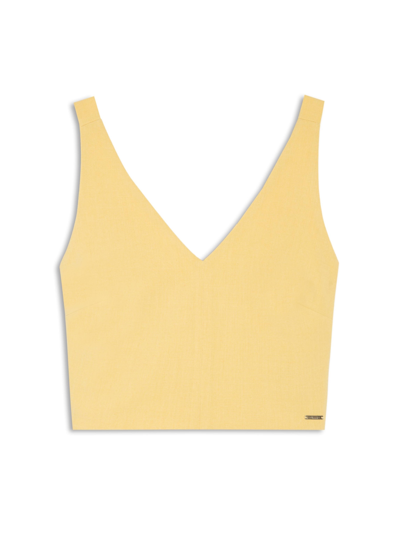 Blusa Tailoring v Neckline Cropped Trigo