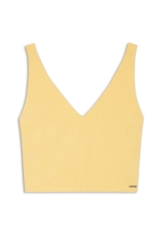 Blusa Tailoring v Neckline Cropped Trigo