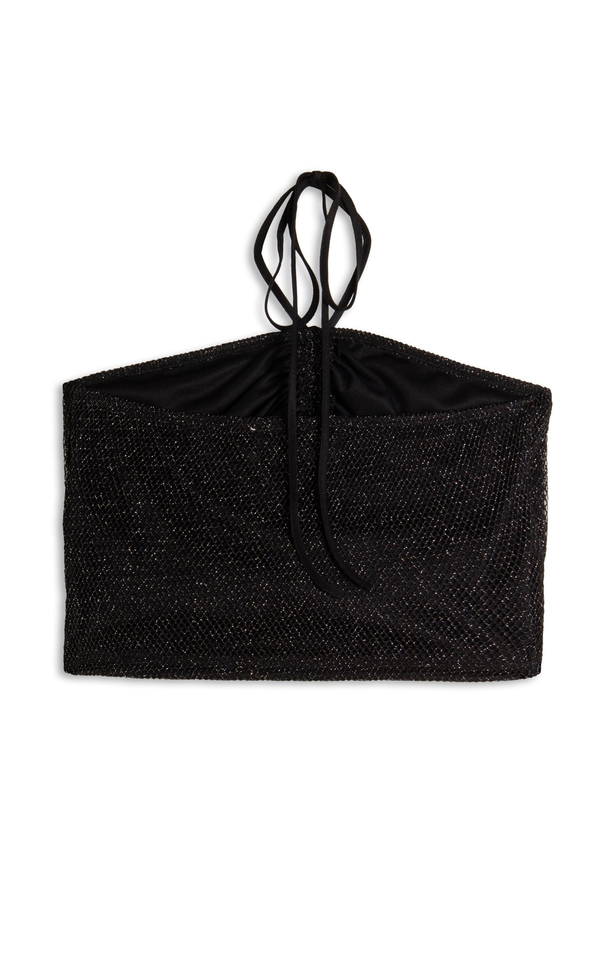 Blusa Top Fancy Net Lux Draped Preto