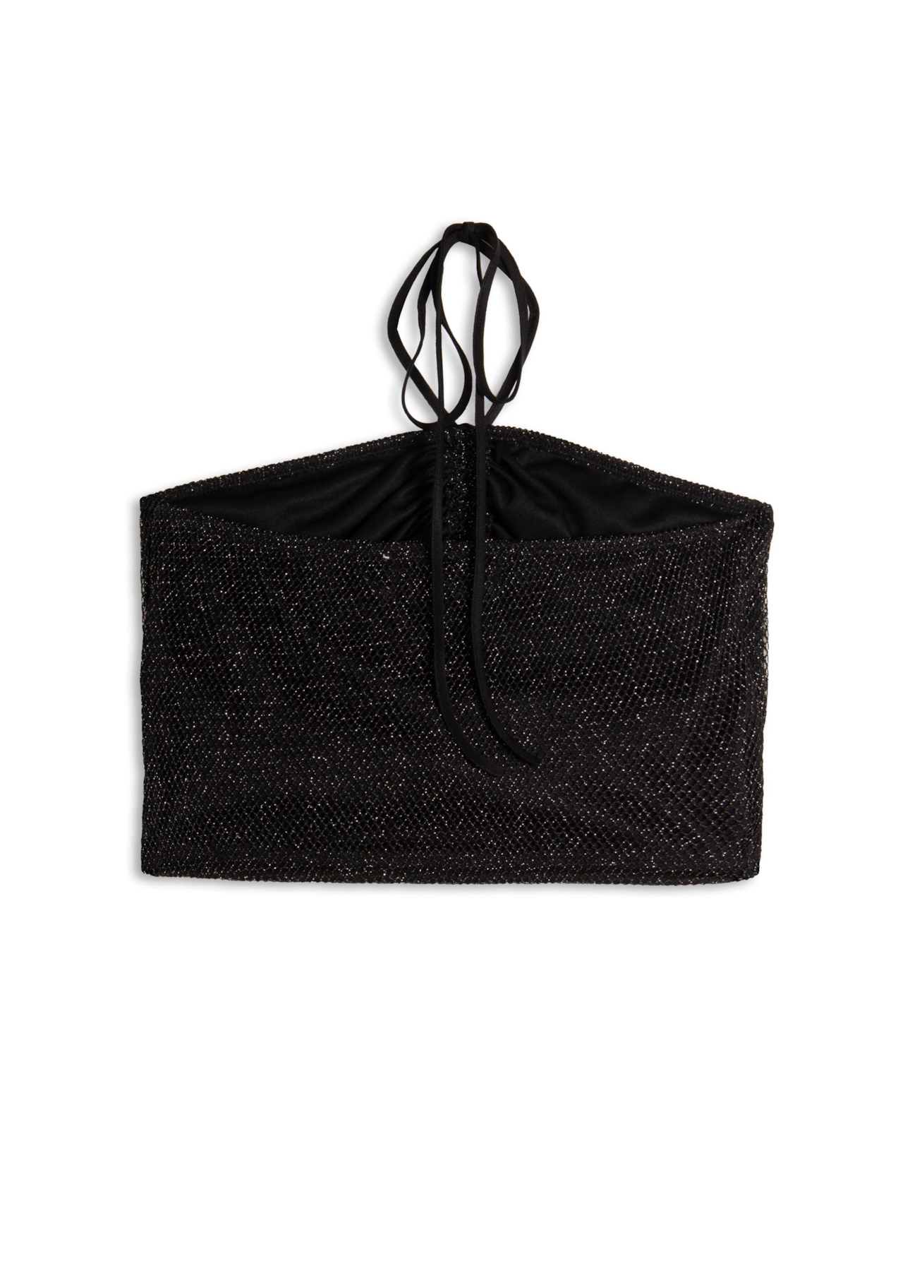 Blusa Top Fancy Net Lux Draped Preto