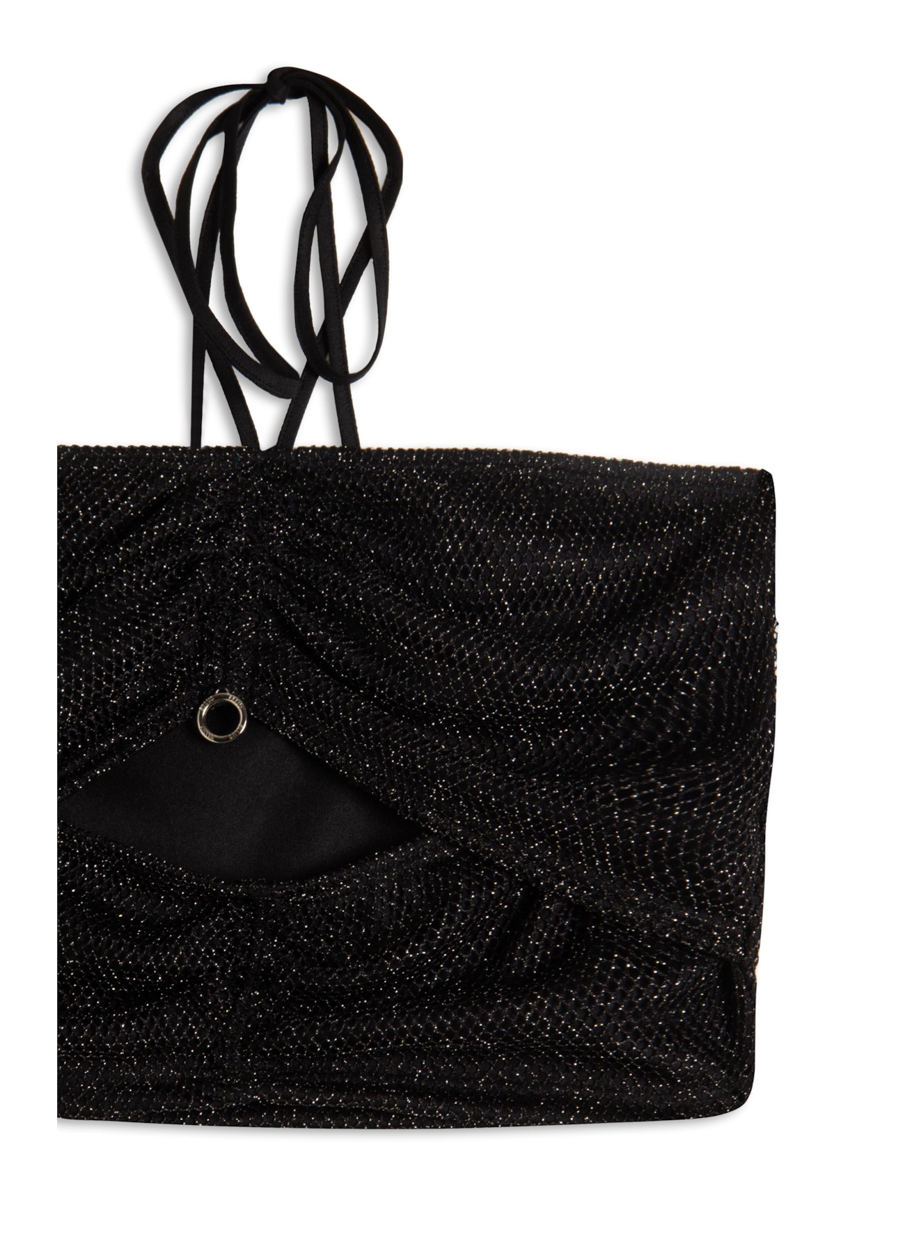 Blusa Top Fancy Net Lux Draped Preto