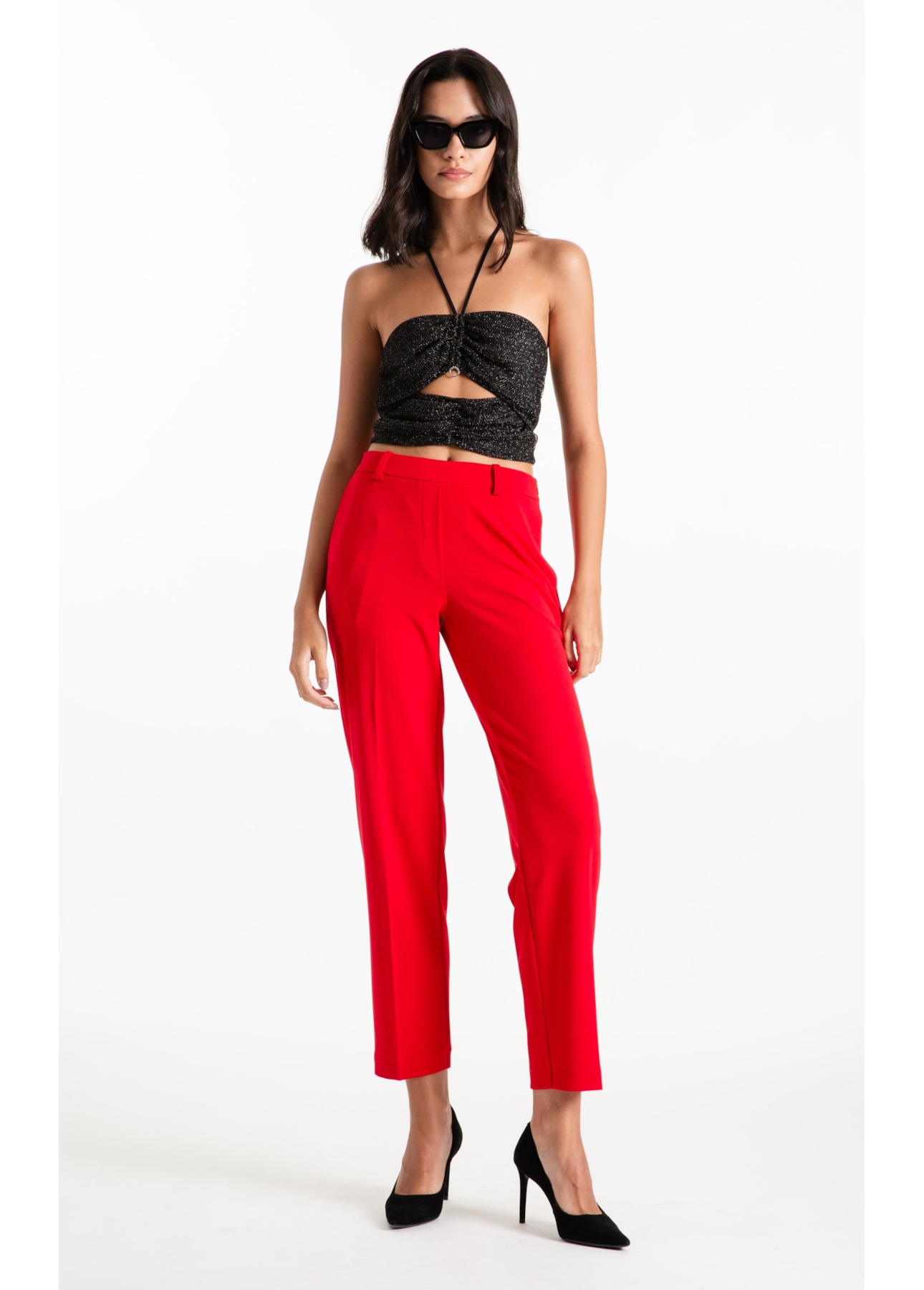 Blusa Top Fancy Net Lux Draped Preto