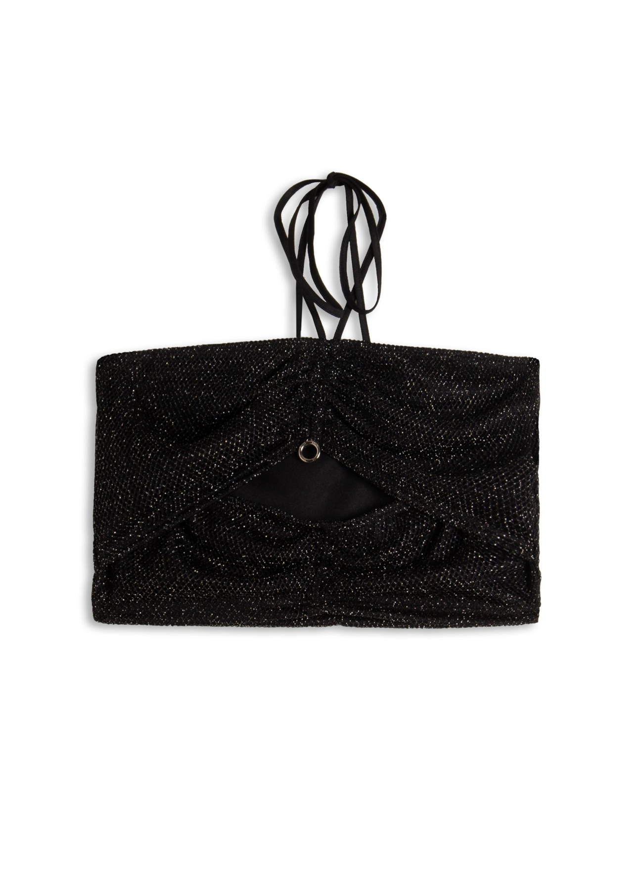 Blusa Top Fancy Net Lux Draped Preto