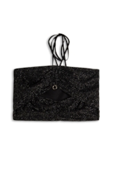 Blusa Top Fancy Net Lux Draped Preto