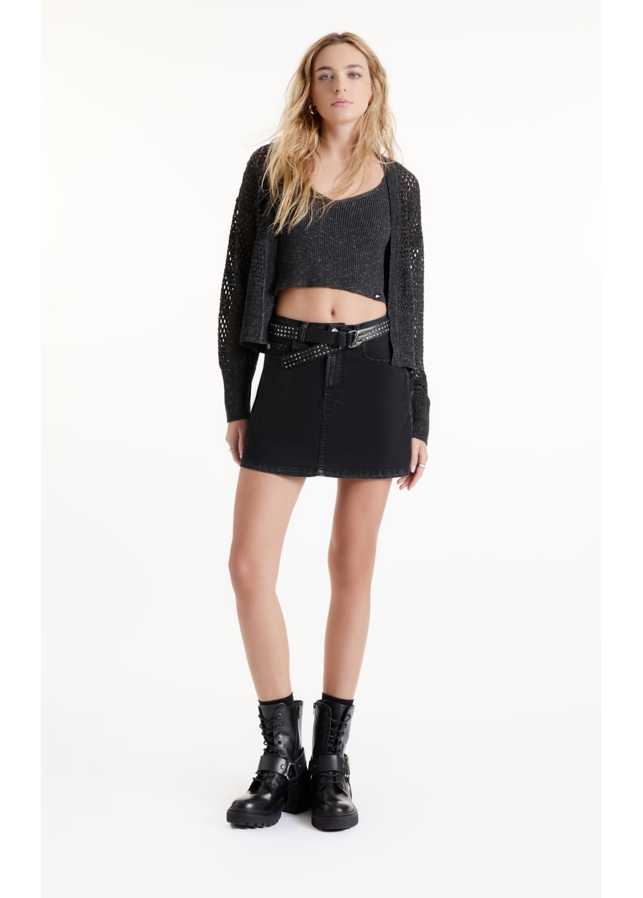Blusa Top Flamme Ribbed Chumbo Mescla