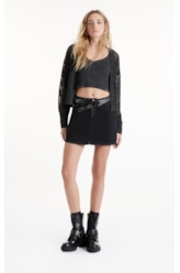 Blusa Top Flamme Ribbed Chumbo Mescla