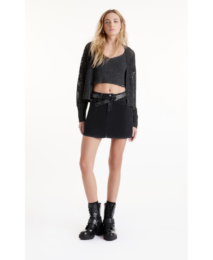 Blusa Top Flamme Ribbed Chumbo Mescla