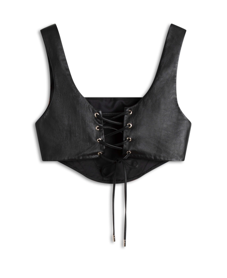 Blusa Top Motorcycle Leather Preto