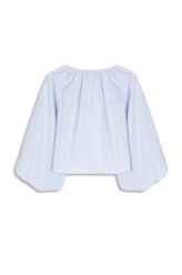 Blusa Tricoline Ballon Sleeve Azul Claro