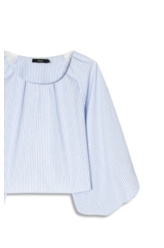 Blusa Tricoline Ballon Sleeve Azul Claro