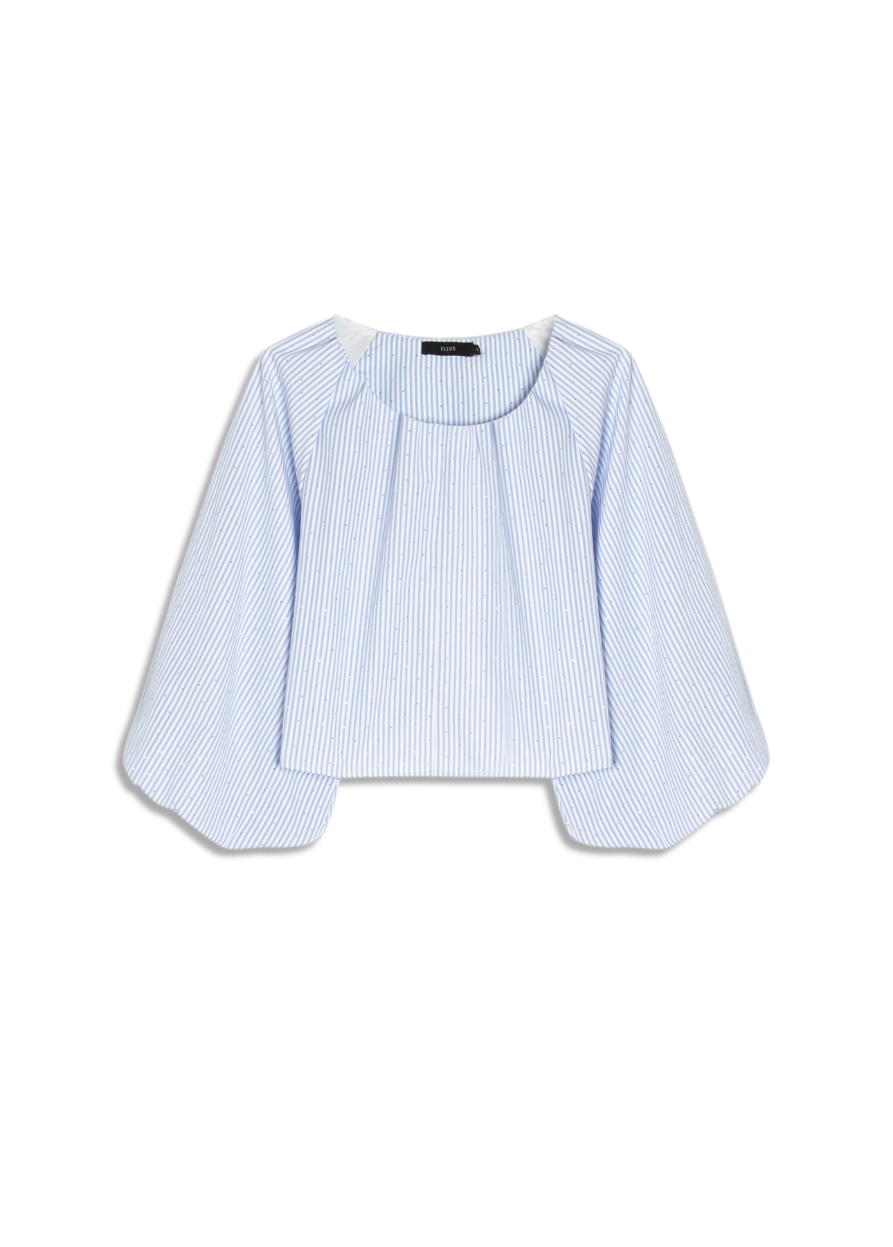 Blusa Tricoline Ballon Sleeve Azul Claro