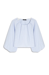 Blusa Tricoline Ballon Sleeve Azul Claro