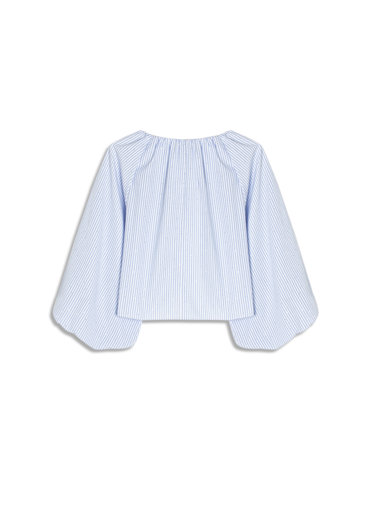 Blusa Tricoline Ballon Sleeve Azul Claro