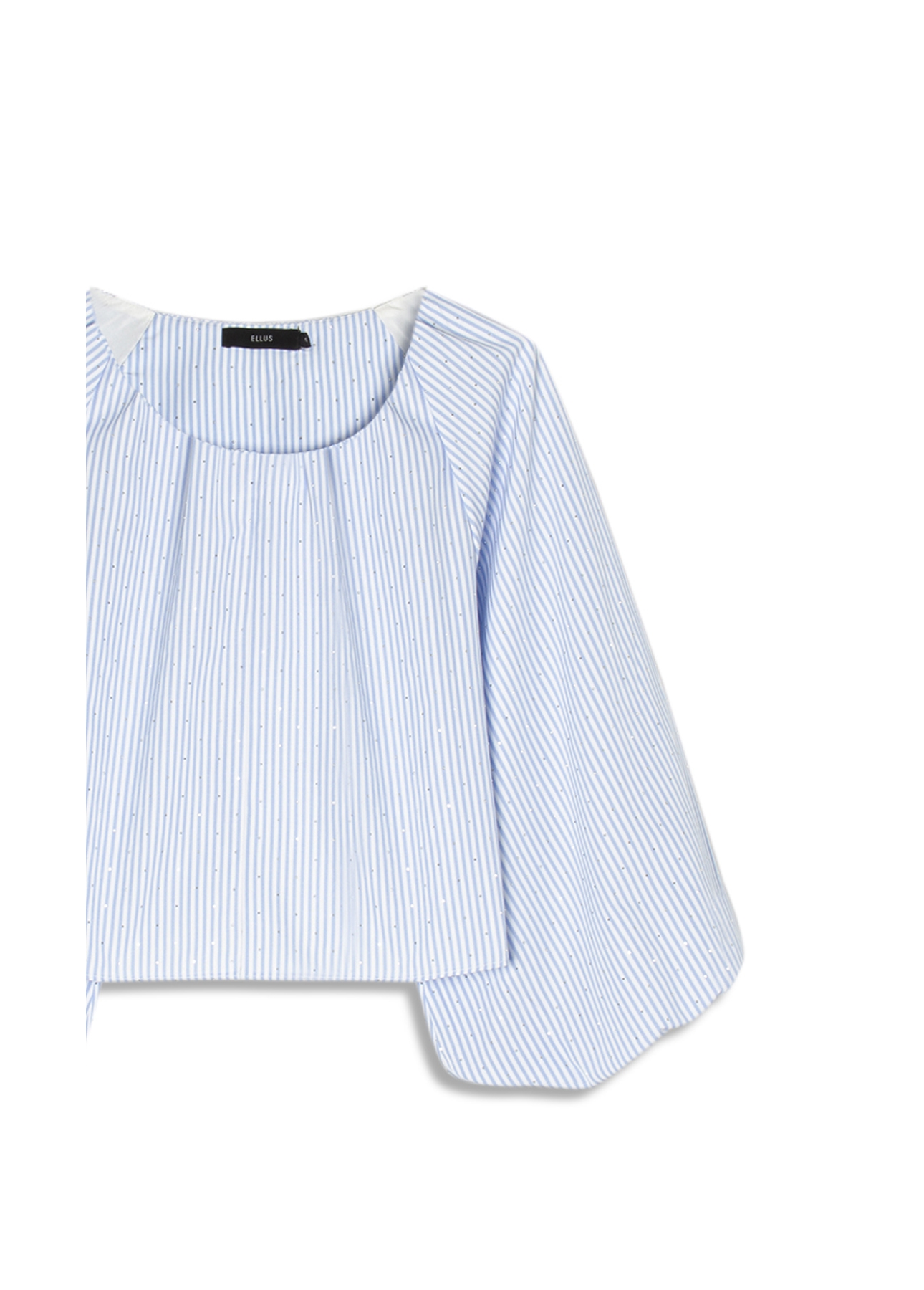 Blusa Tricoline Ballon Sleeve Azul Claro