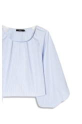 Blusa Tricoline Ballon Sleeve Azul Claro