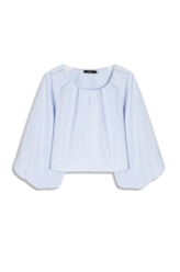 Blusa Tricoline Ballon Sleeve Azul Claro