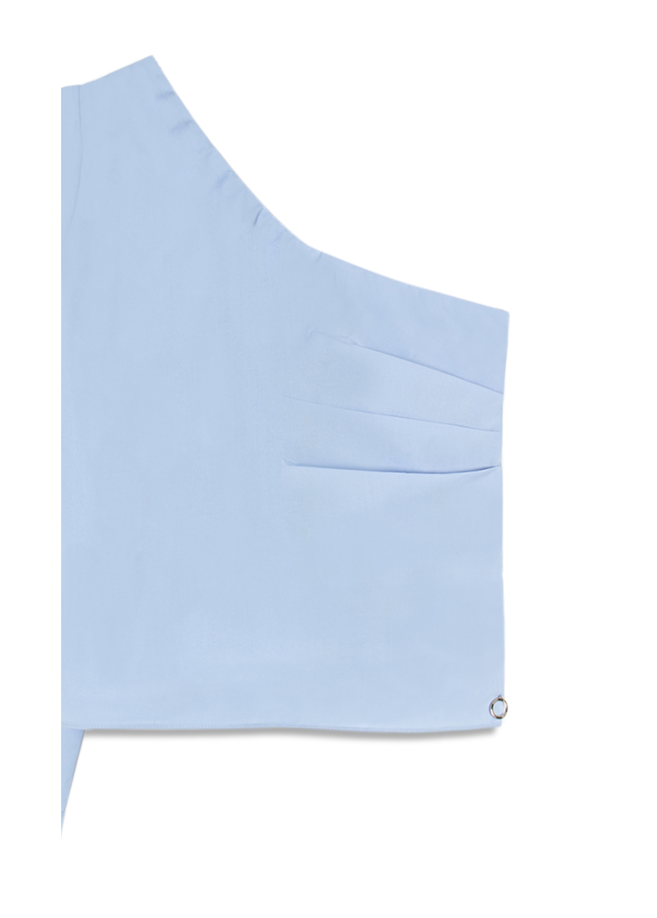 Blusa Tricoline One Shoulder Azul Claro
