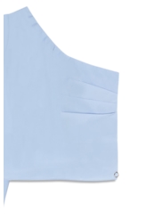Blusa Tricoline One Shoulder Azul Claro