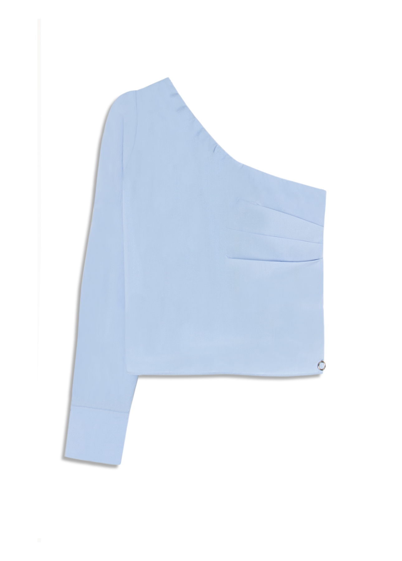 Blusa Tricoline One Shoulder Azul Claro