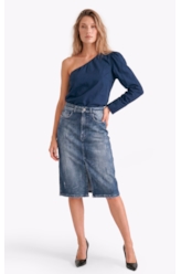Blusa Tricoline One Shoulder Dark Navy