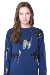 Blusa Tricot Bad Cat Sequins Marinho