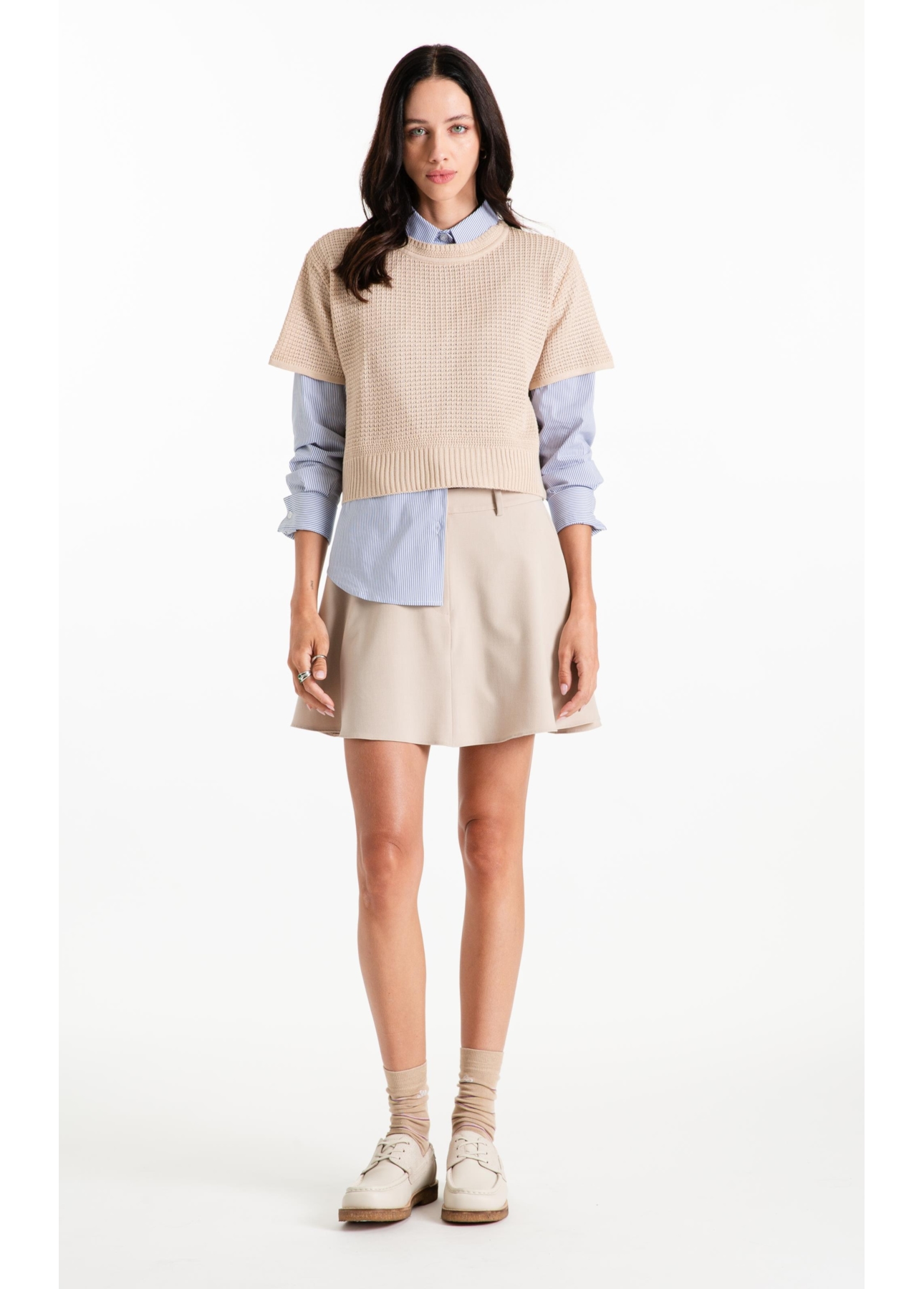 Blusa Tricot Blusa Knit Texture Areia