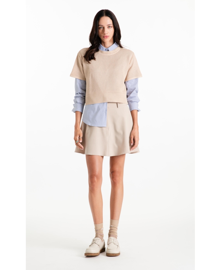 Blusa Tricot Blusa Knit Texture Areia