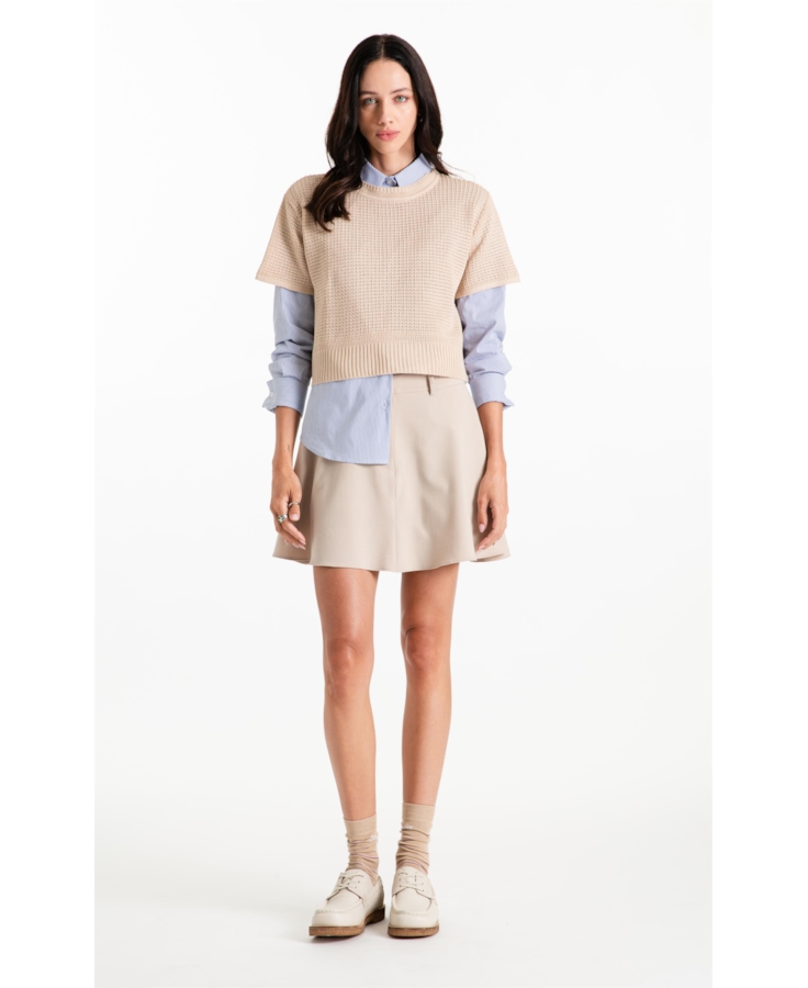 Blusa Tricot Blusa Knit Texture Areia